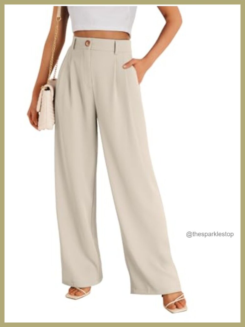 Wide Leg Dress Pants High Waist Elastic Flowy Business Casual